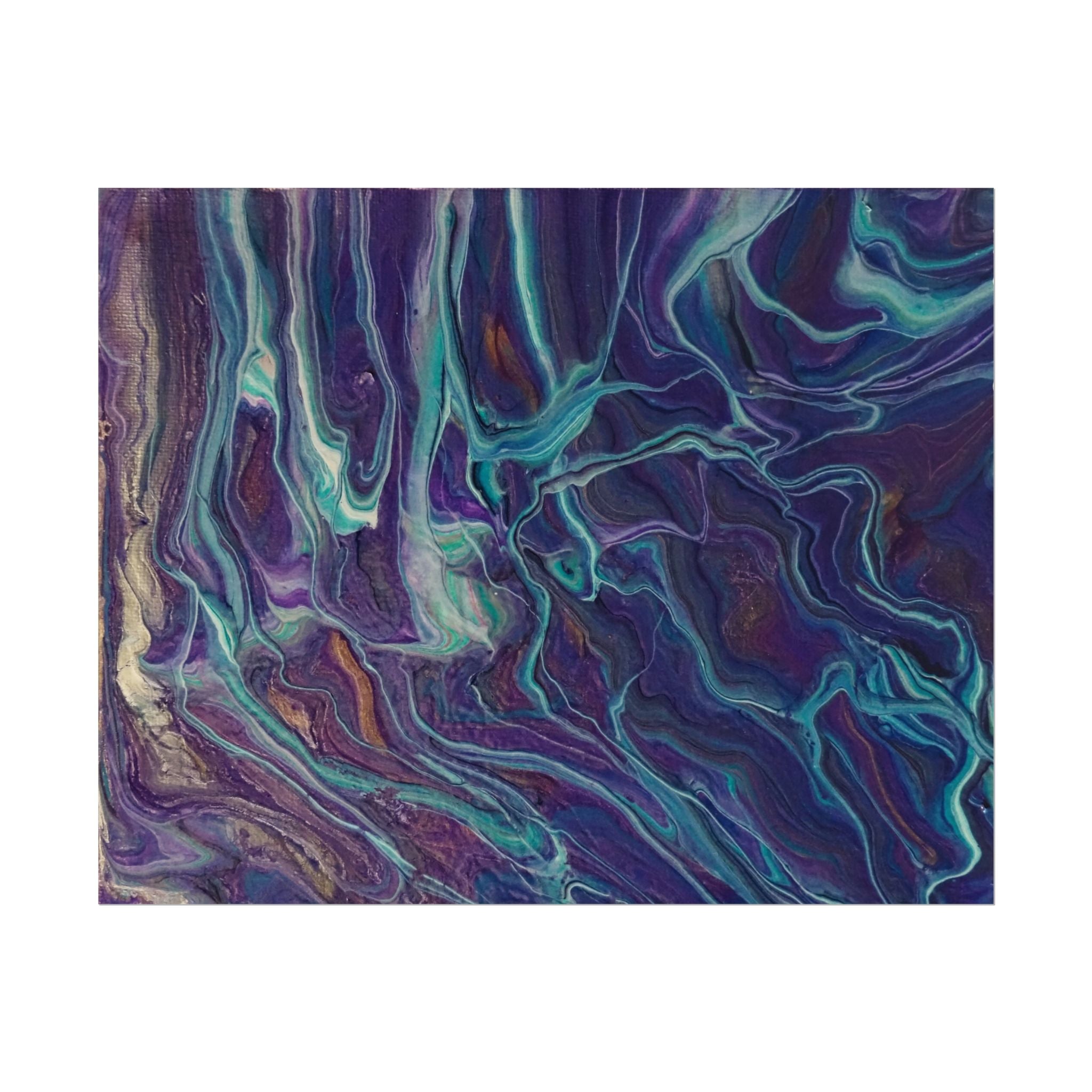 Abstract Fluid Art Poster — Purple Teal Marble Swirl Rolled Poster