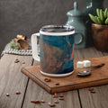 10oz Insulated Coffee Mug — Ocean Teal & Copper Abstract Pour