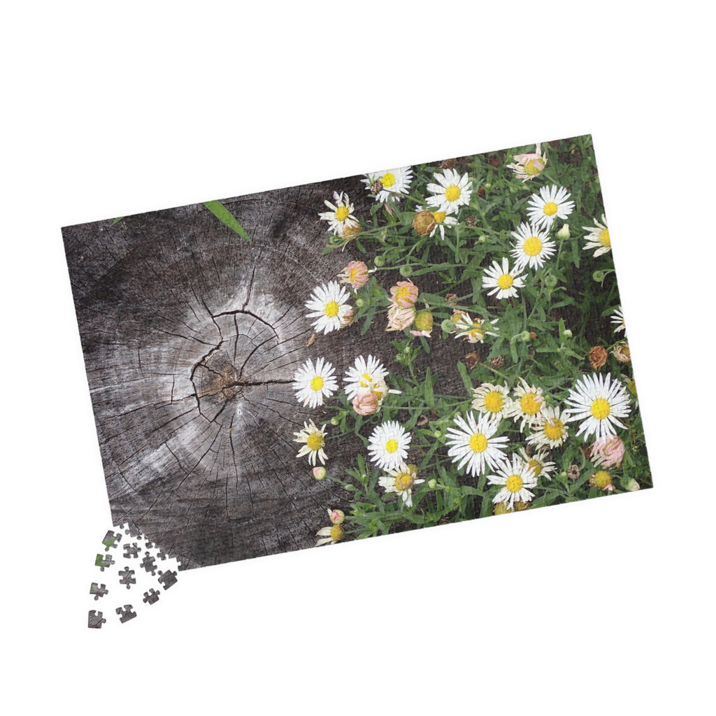 Daisy Garden Puzzle — Rustic Wood & Wildflower Jigsaw (110–1014 pcs)