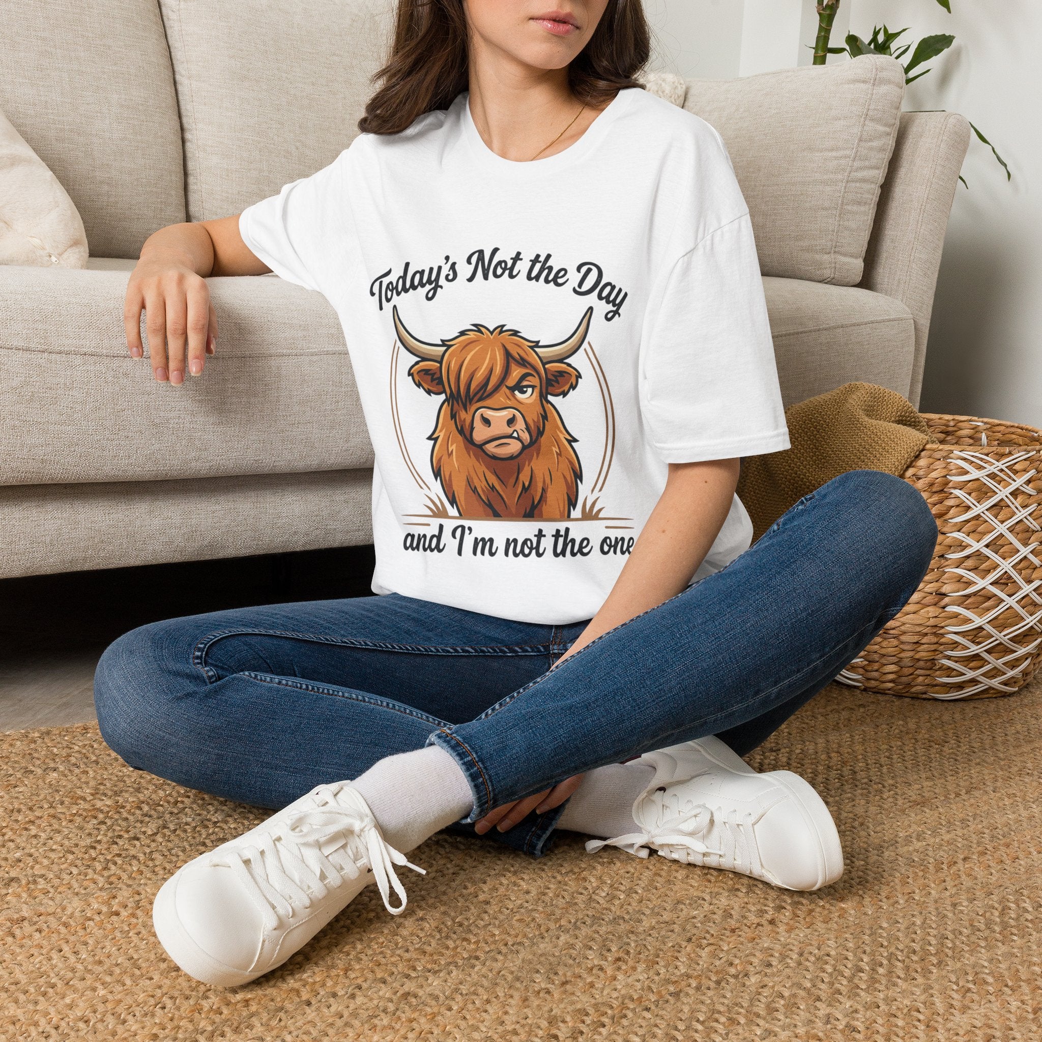 Snarky Highland Cow T-Shirt — 'Gets the Point Across' Graphic Tee