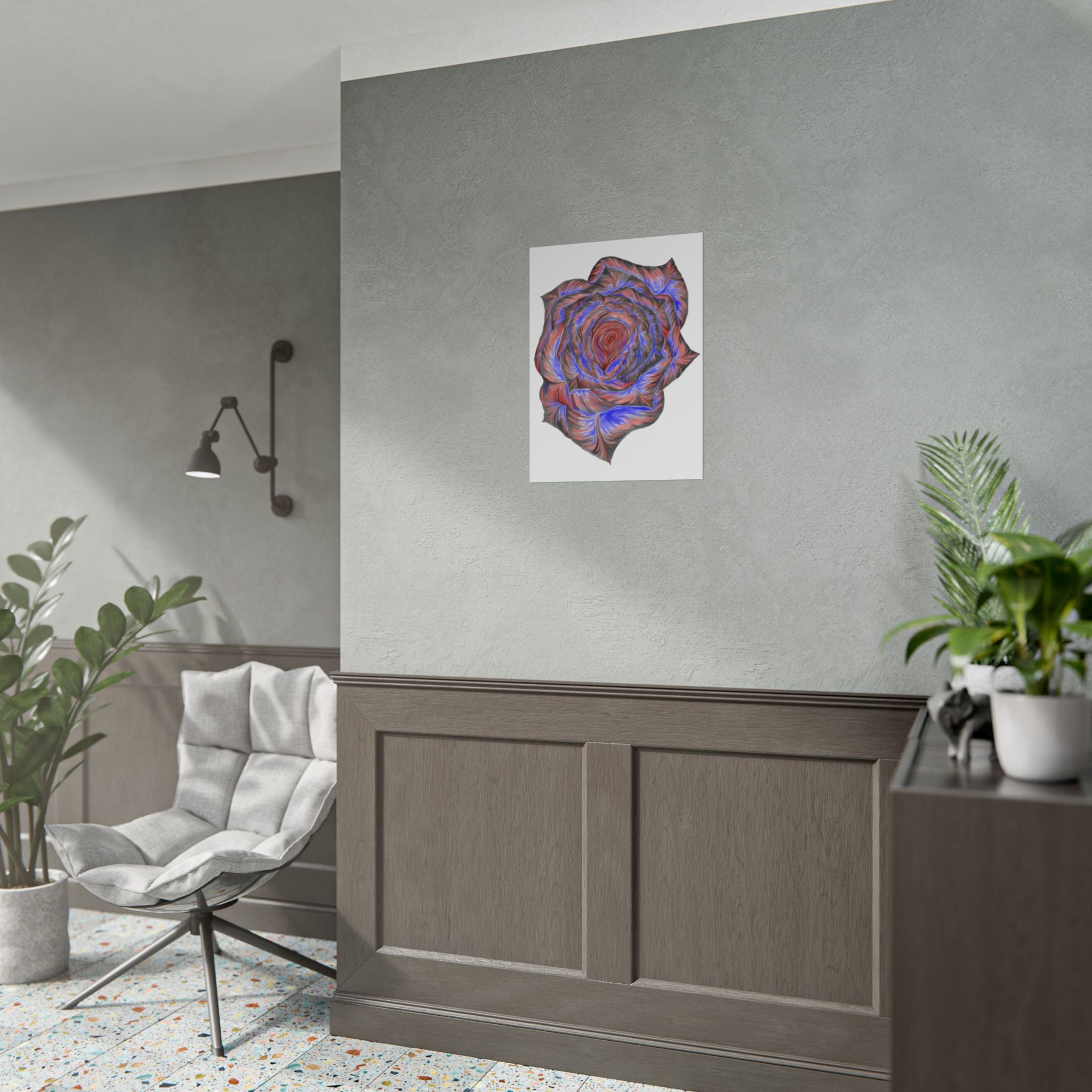 Abstract Rose Art Poster — Colorful Swirl Floral Wall Print