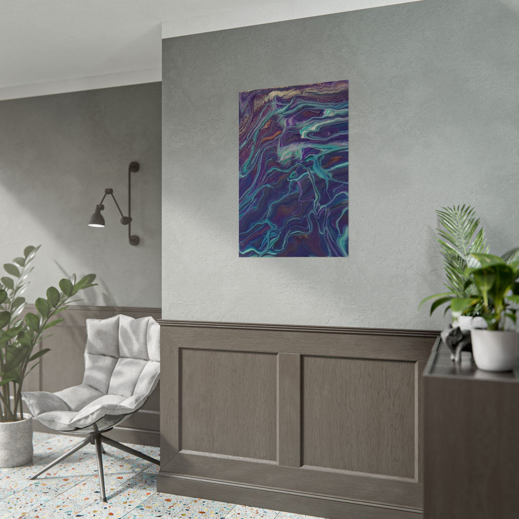 Abstract Fluid Art Poster — Purple Teal Marble Swirl Rolled Poster
