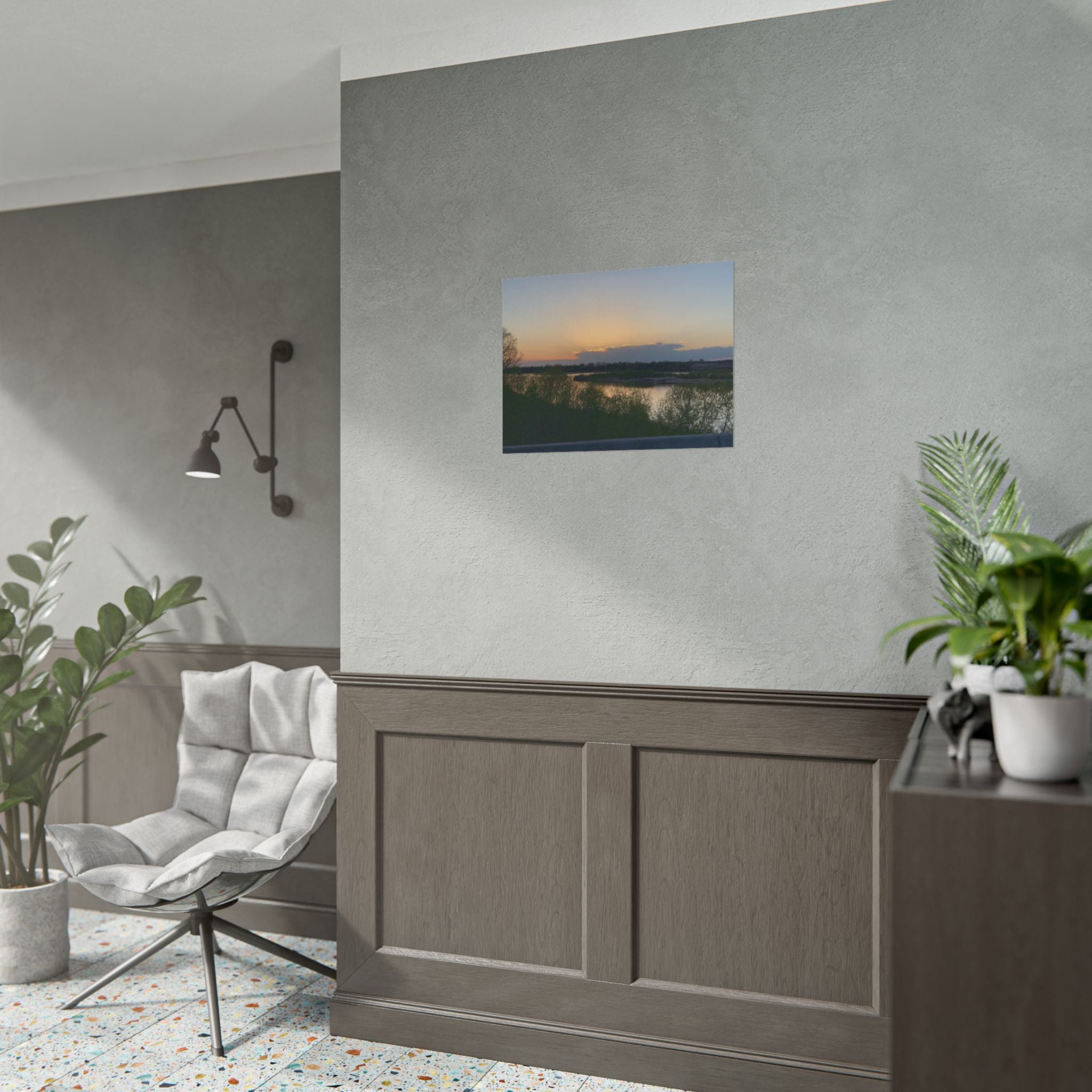 Sunset River Landscape Poster — Rolled Nature Wall Art