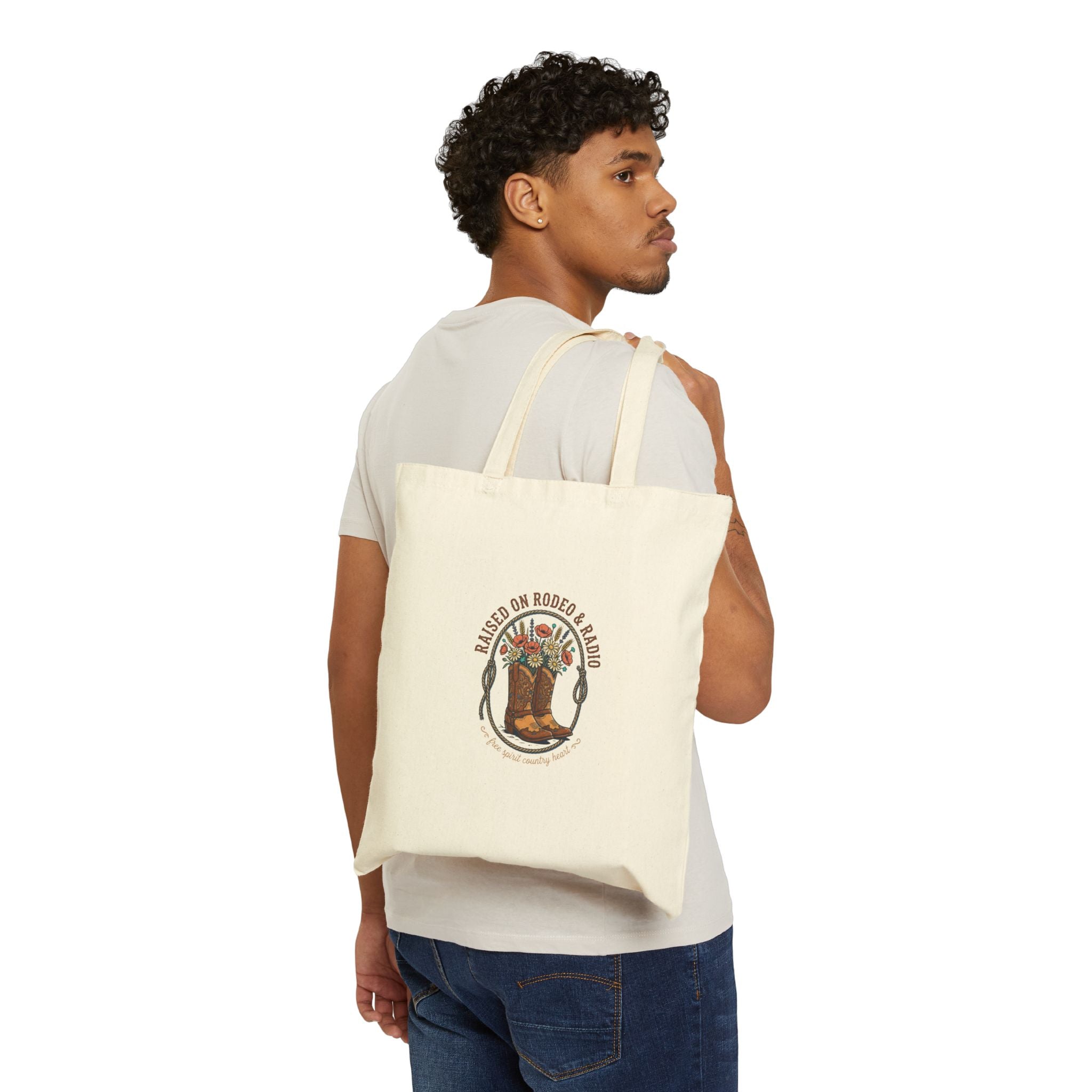 Raised on Rodeo Canvas Tote | western cowgirl ranch rustic prairie vintage