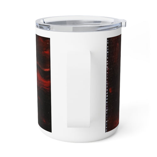 10oz Insulated Coffee Mug — Gothic Dark Romance Stalker Whiskey Glass & Skull Mask with Red Roses