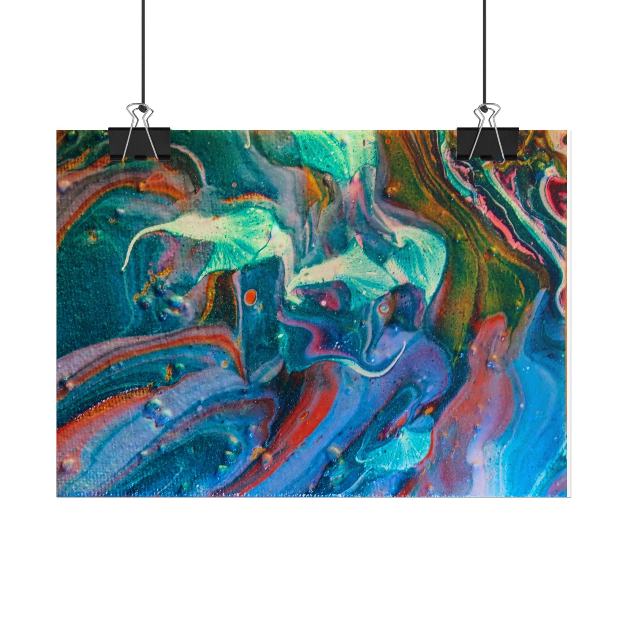 Abstract Ocean Swirl Poster — Colorful Fluid Art Rolled Print