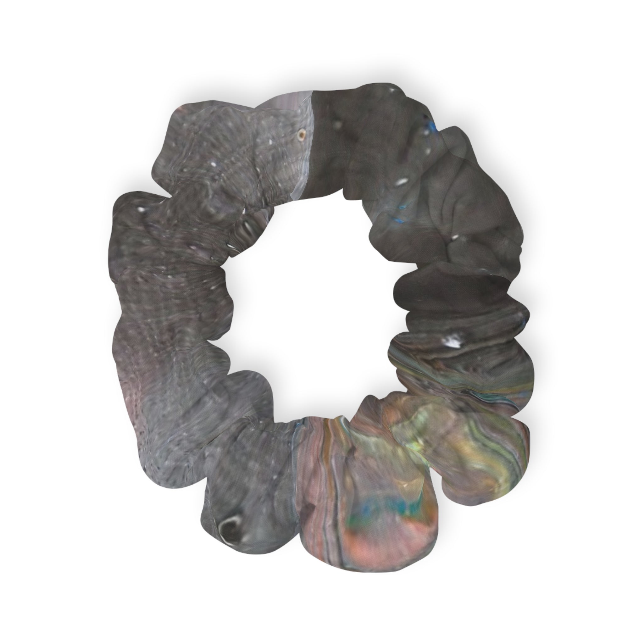 Iridescent Marble Scrunchie — Shimmery Gray Hair Tie