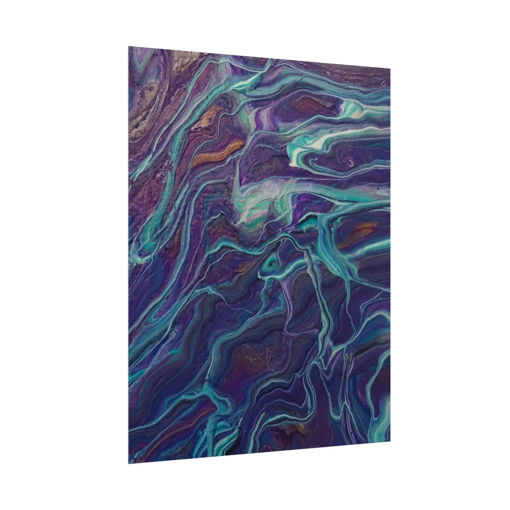 Abstract Fluid Art Poster — Purple Teal Marble Swirl Rolled Poster