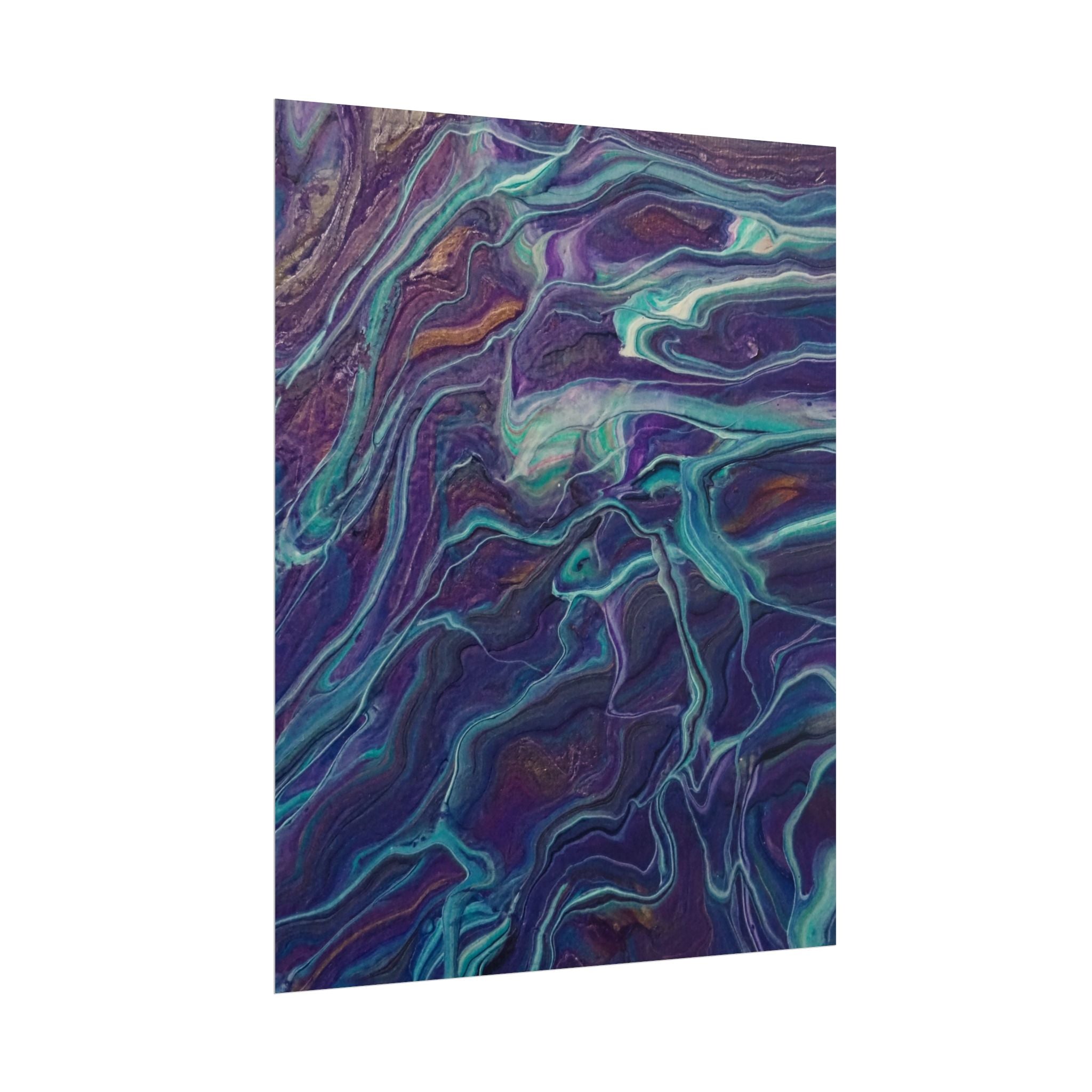 Abstract Fluid Art Poster — Purple Teal Marble Swirl Rolled Poster
