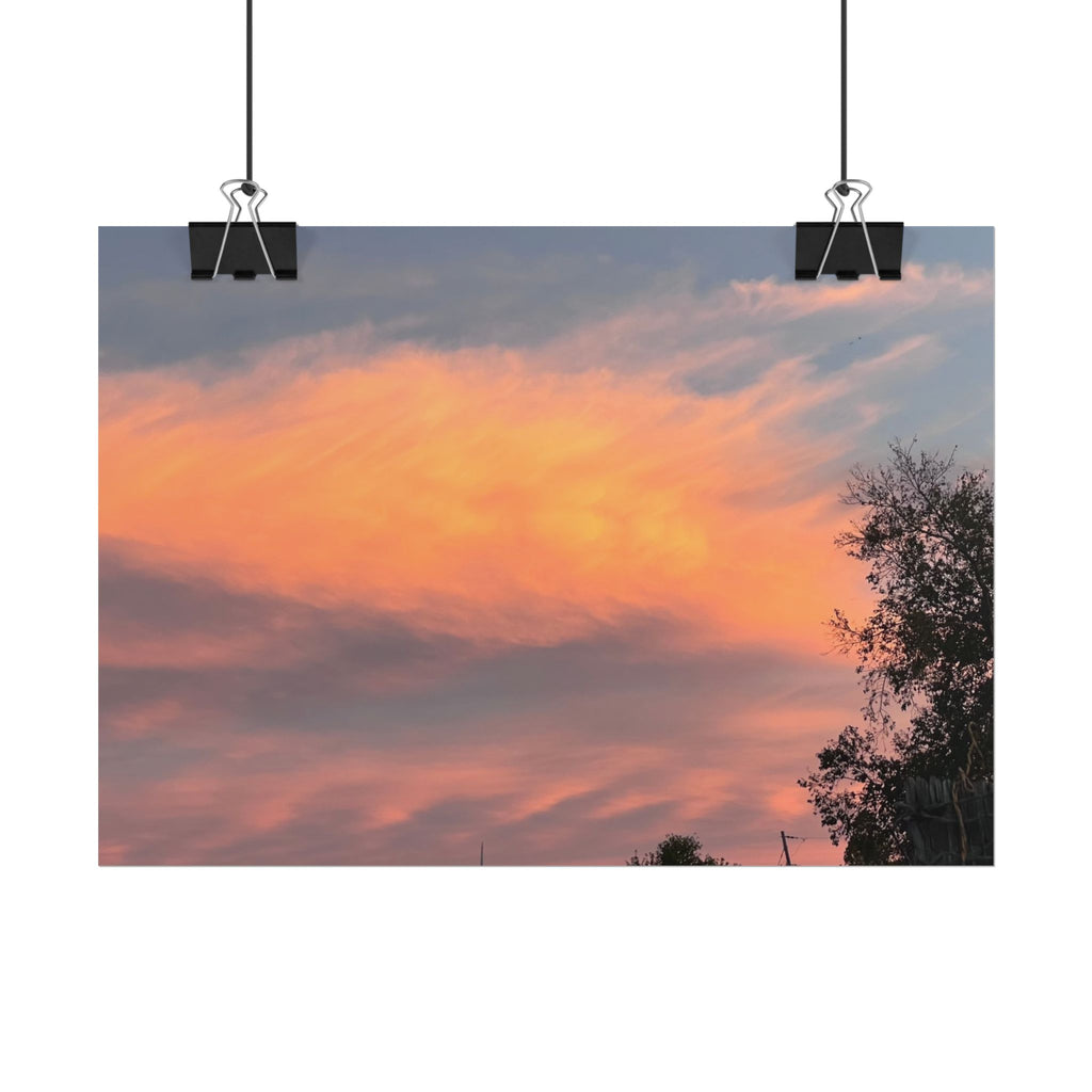 Sunset Cloudscape Poster — Pink Orange Sky Photography Print
