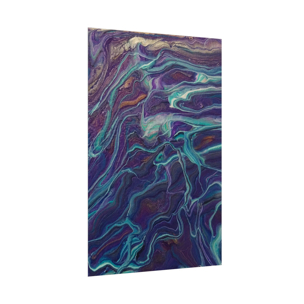 Abstract Fluid Art Poster — Purple Teal Marble Swirl Rolled Poster