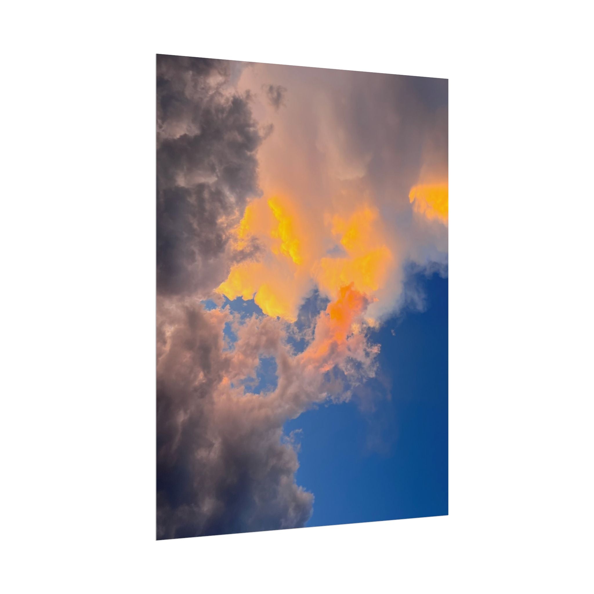 Sunset Cloudscape Rolled Poster — Dramatic Orange & Blue Sky Wall Art