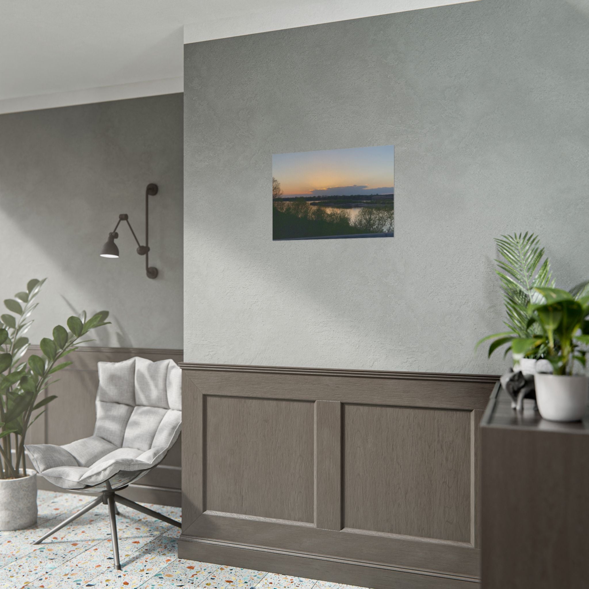 Sunset River Landscape Poster — Rolled Nature Wall Art
