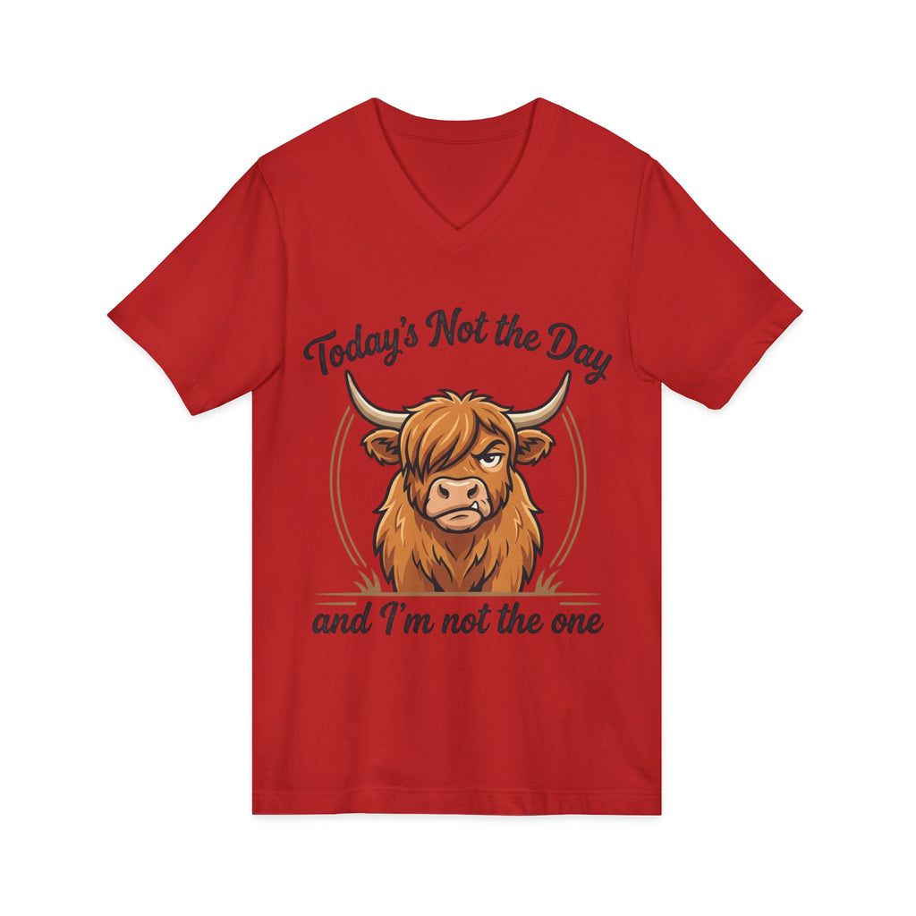 Today's Not the Day And I'm Not the One V-Neck Tee — Funny Highland Cow Graphic T-Shirt