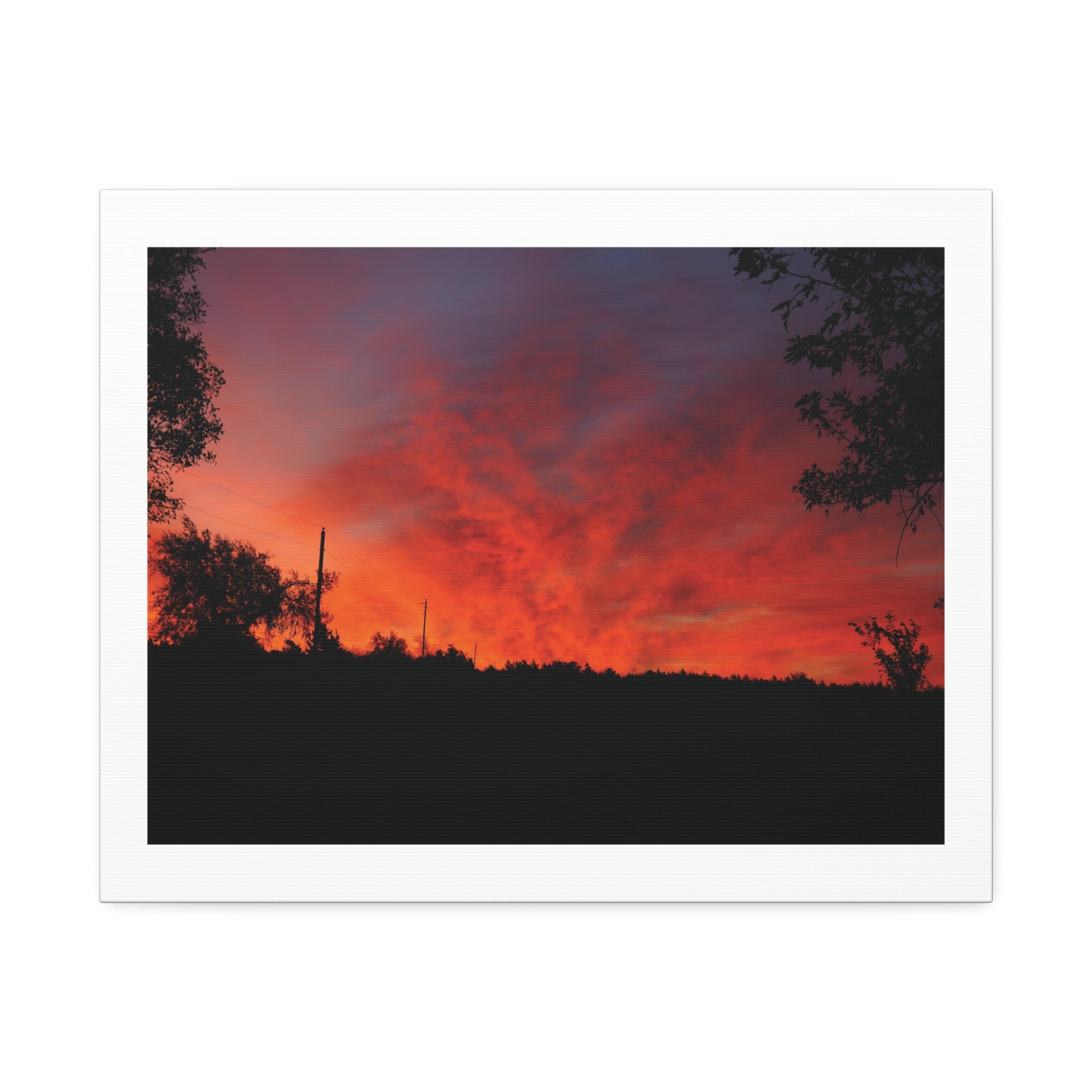 Sunset Silhouette Canvas Print — Fiery Red Orange Sky Wall Art