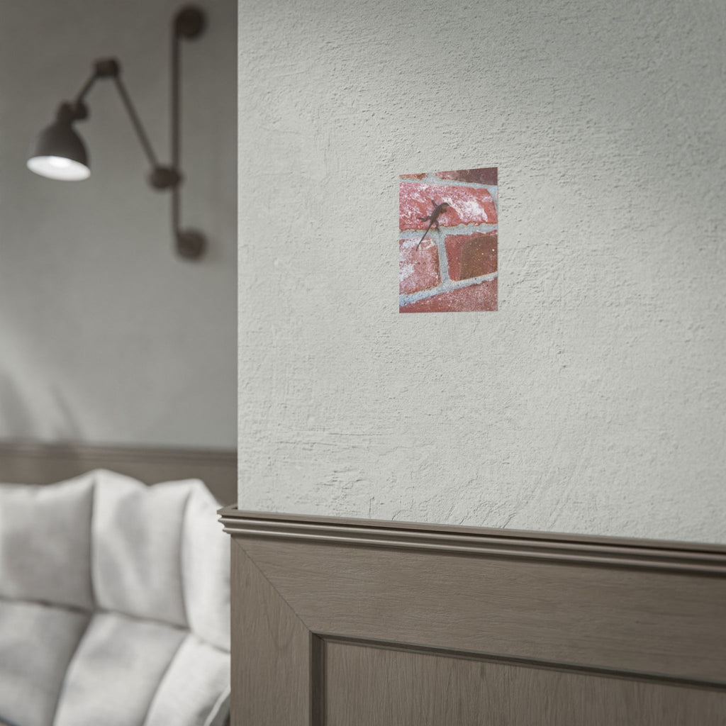 Lizard on Brick Wall Rolled Poster — Nature Photography Wall Art