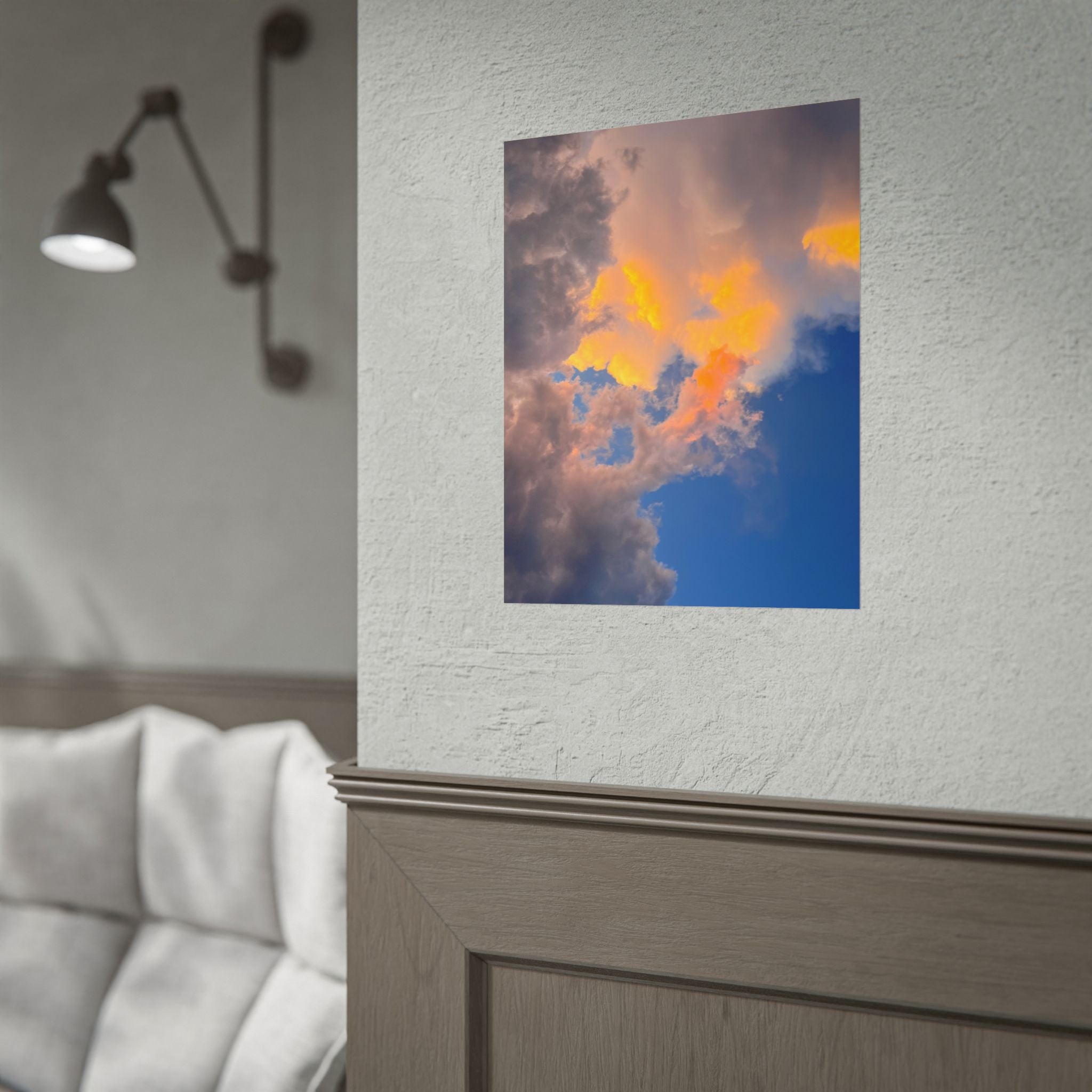Sunset Cloudscape Rolled Poster — Dramatic Orange & Blue Sky Wall Art