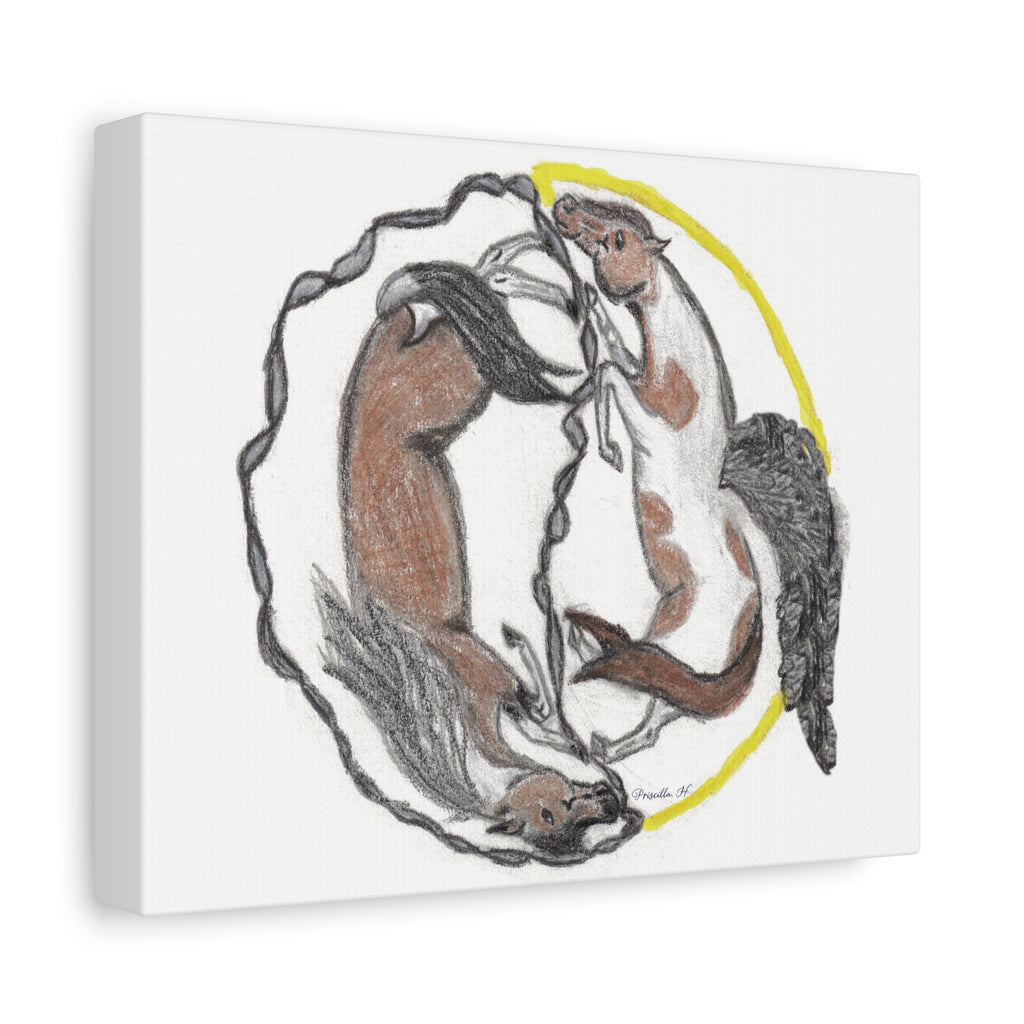 Horse Yin Yang Matte Canvas Wall Art – Stretched 1.25"