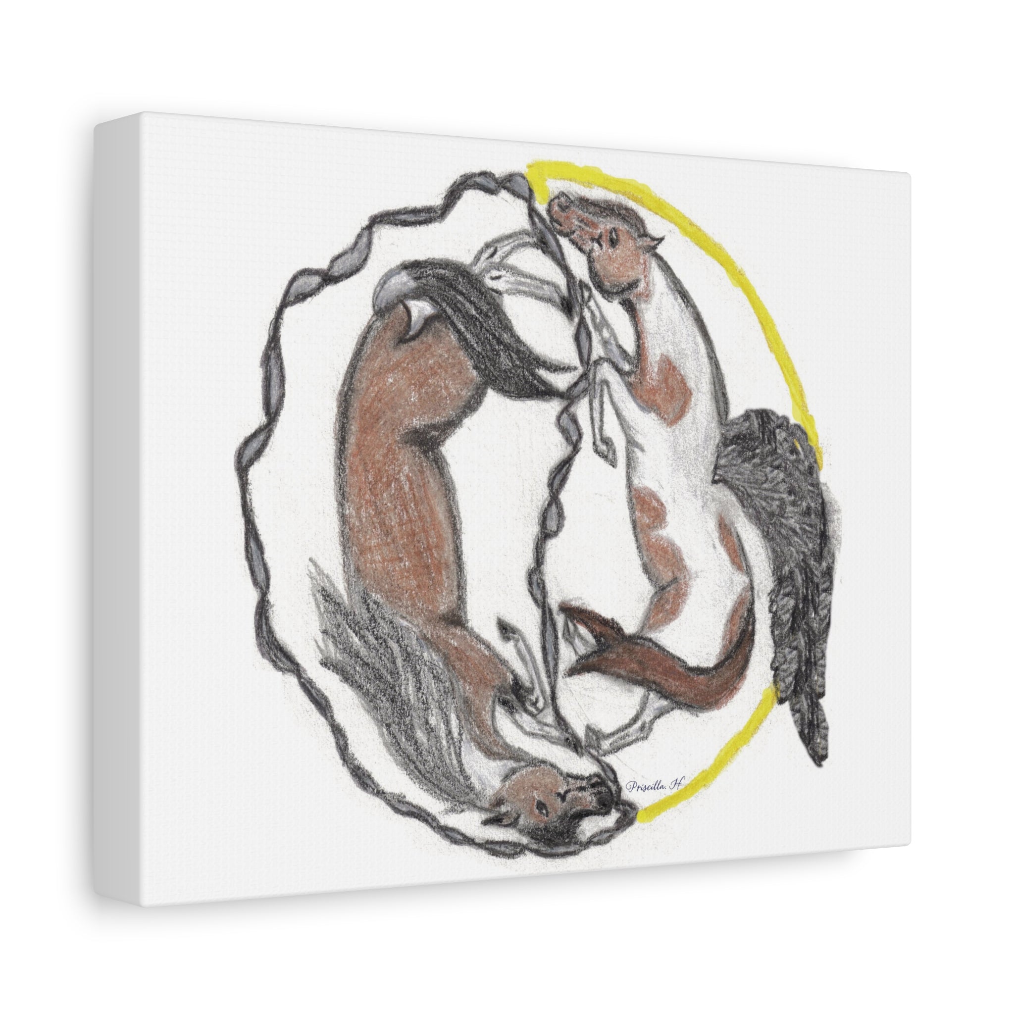 Horse Yin Yang Matte Canvas Wall Art – Stretched 1.25"