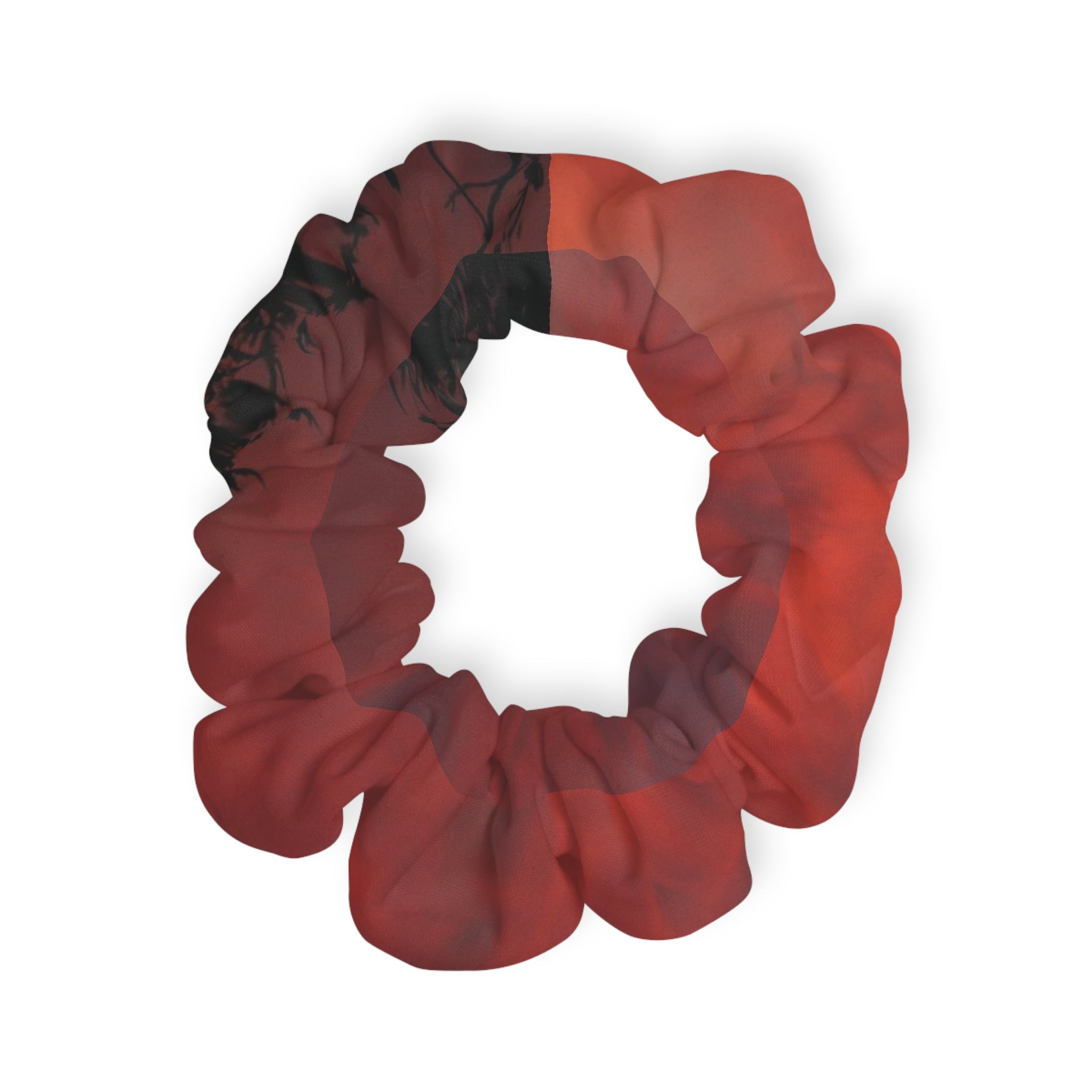 Red & Black Gradient Scrunchie – Soft Tie-Dye Hair Accessory