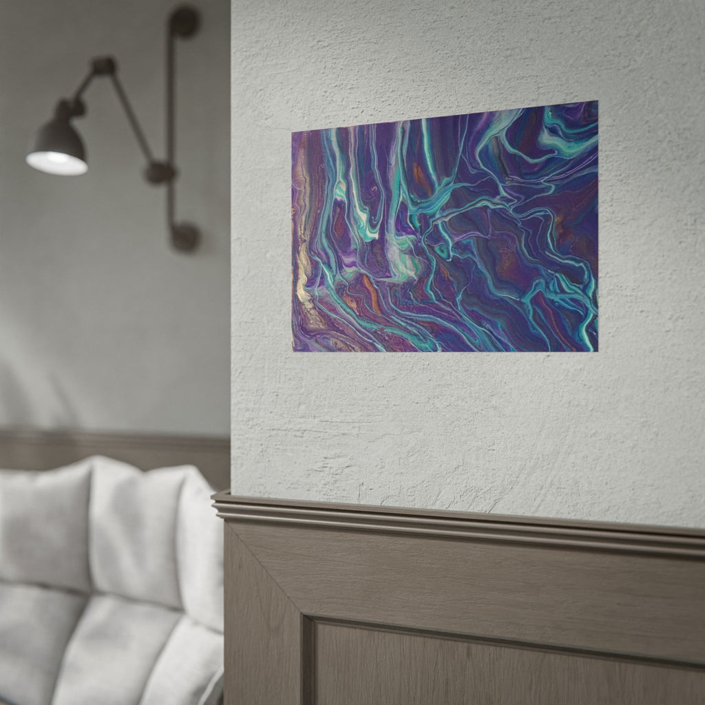 Abstract Fluid Art Poster — Purple Teal Marble Swirl Rolled Poster