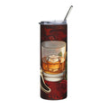 20oz Stainless Tumbler — Dark Romance Whiskey Glass & Theatrical Mask Design (Dark Red Roses)