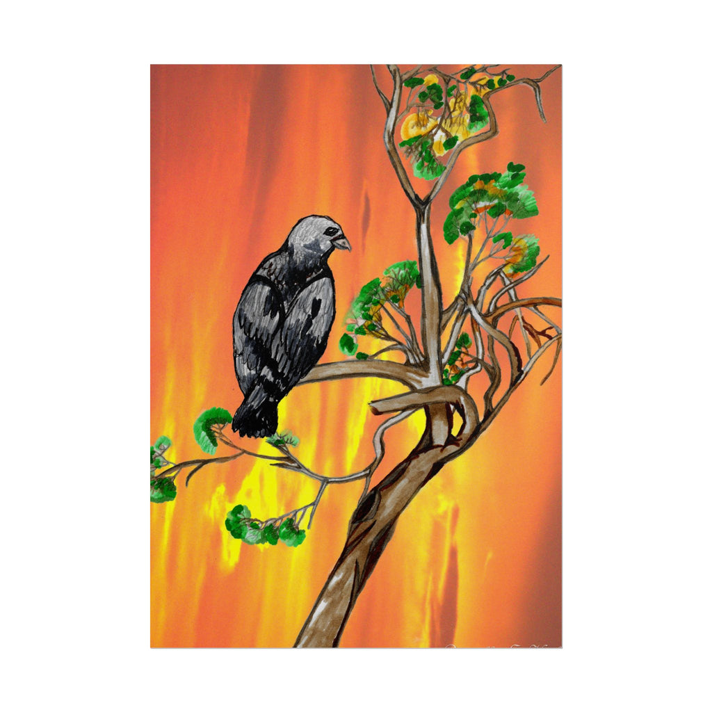 Raven on Sunset Branch Poster — Rolled Art Print