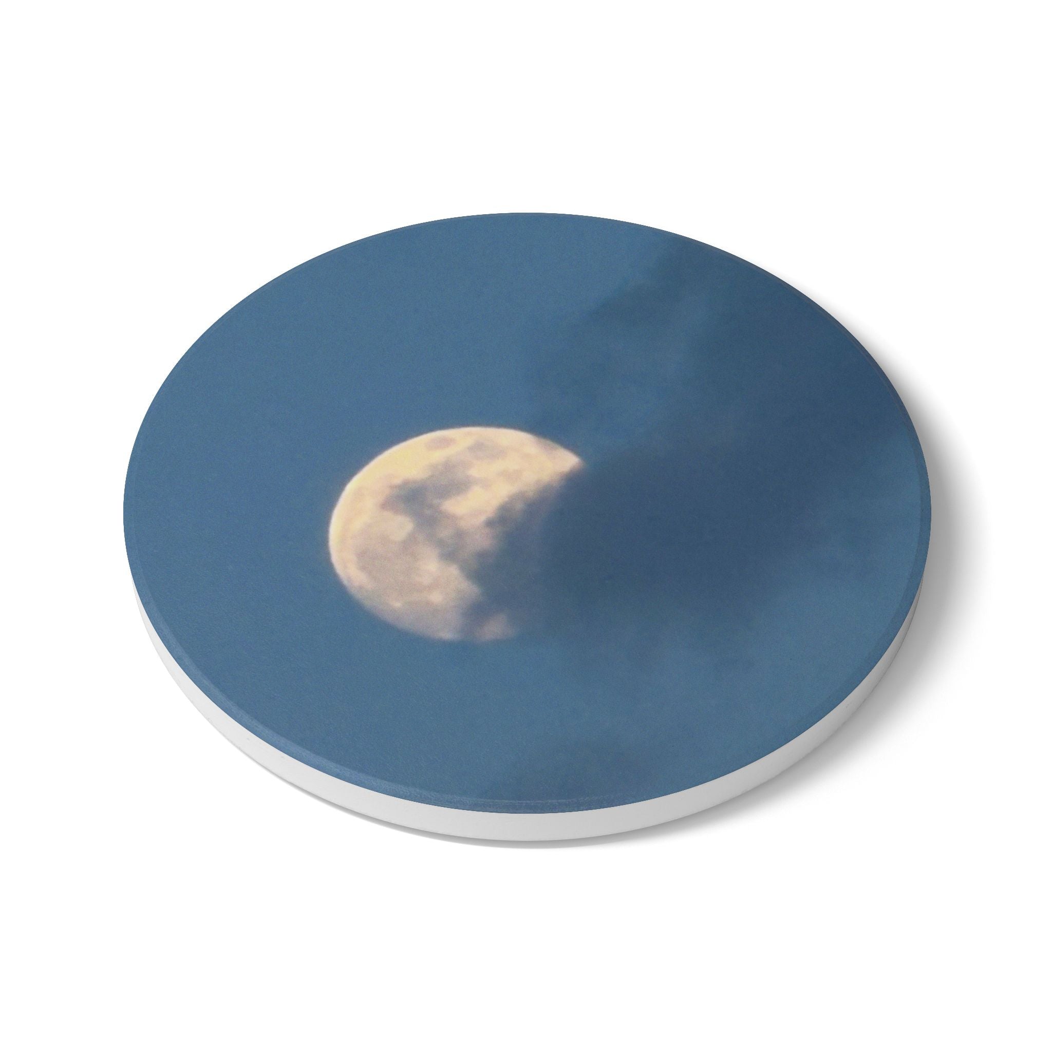 Moonlit Sky Ceramic Coaster — Full Moon Night Drink Coaster