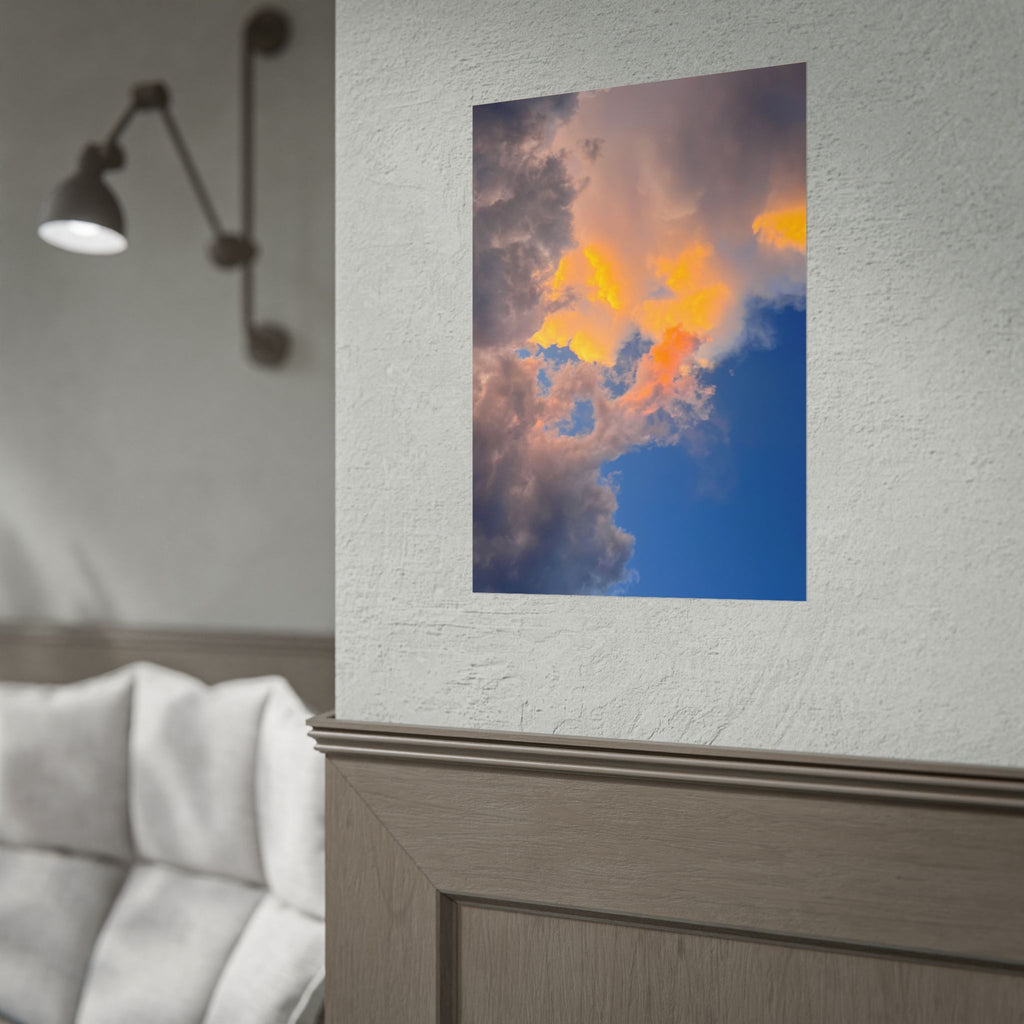 Sunset Cloudscape Rolled Poster — Dramatic Orange & Blue Sky Wall Art