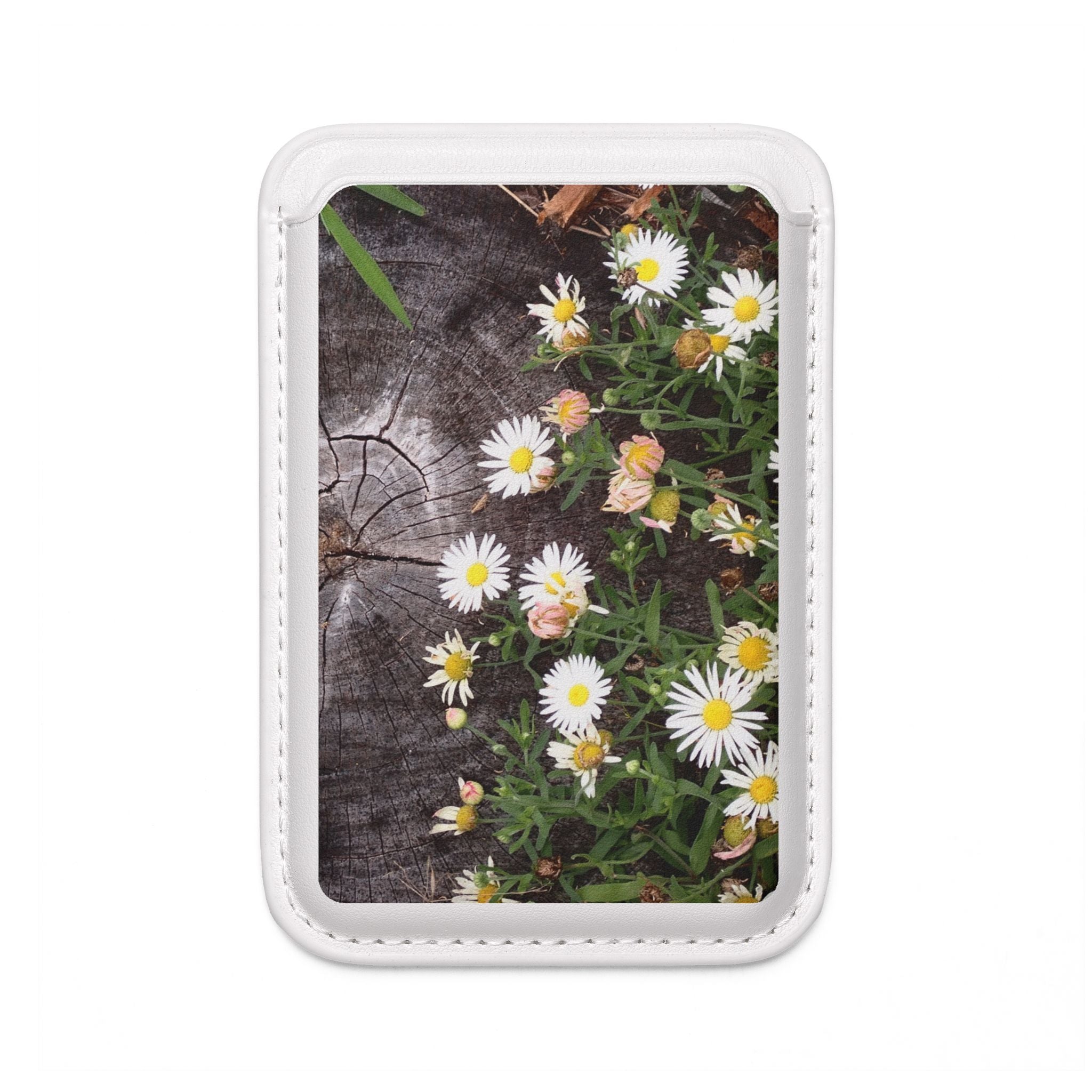 MagSafe Vegan Card Wallet — Daisy Floral Photo Design