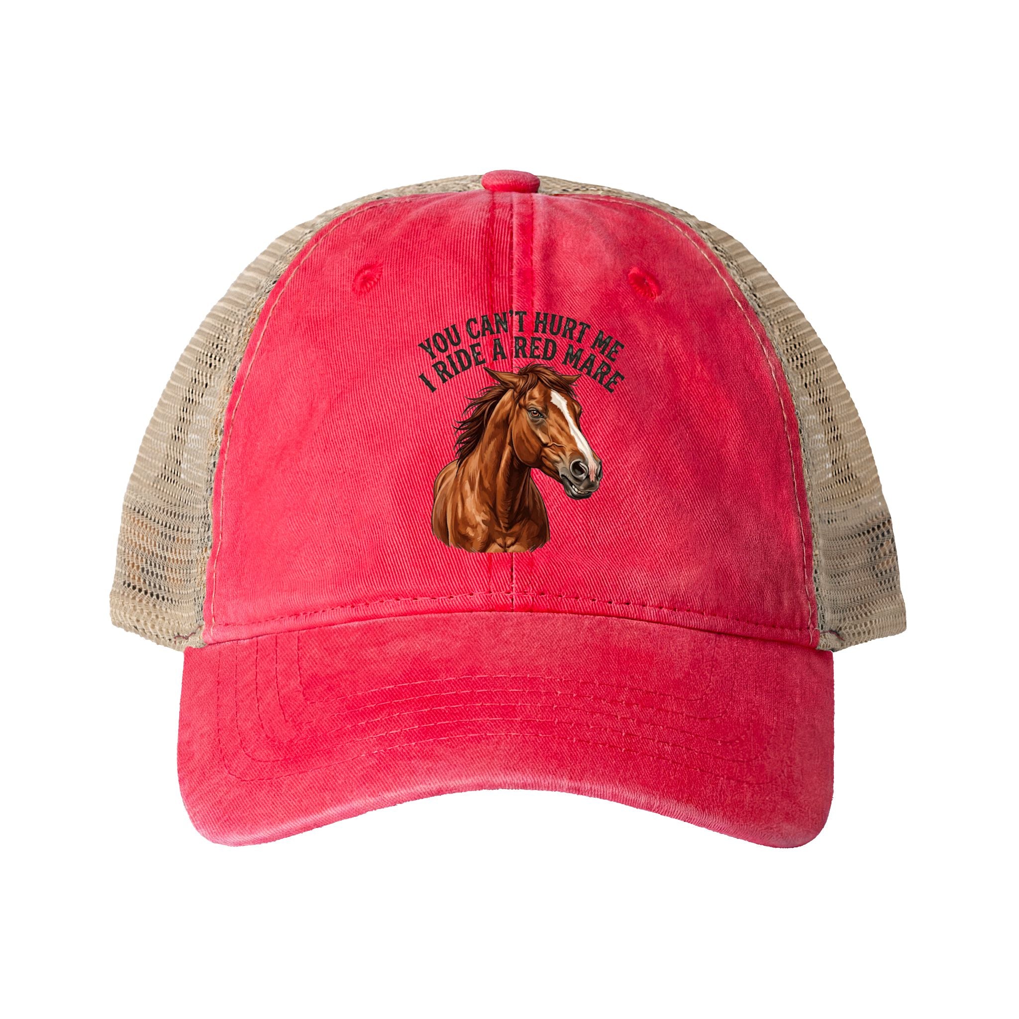 Women's Washed Mesh-Back Cap Red mare