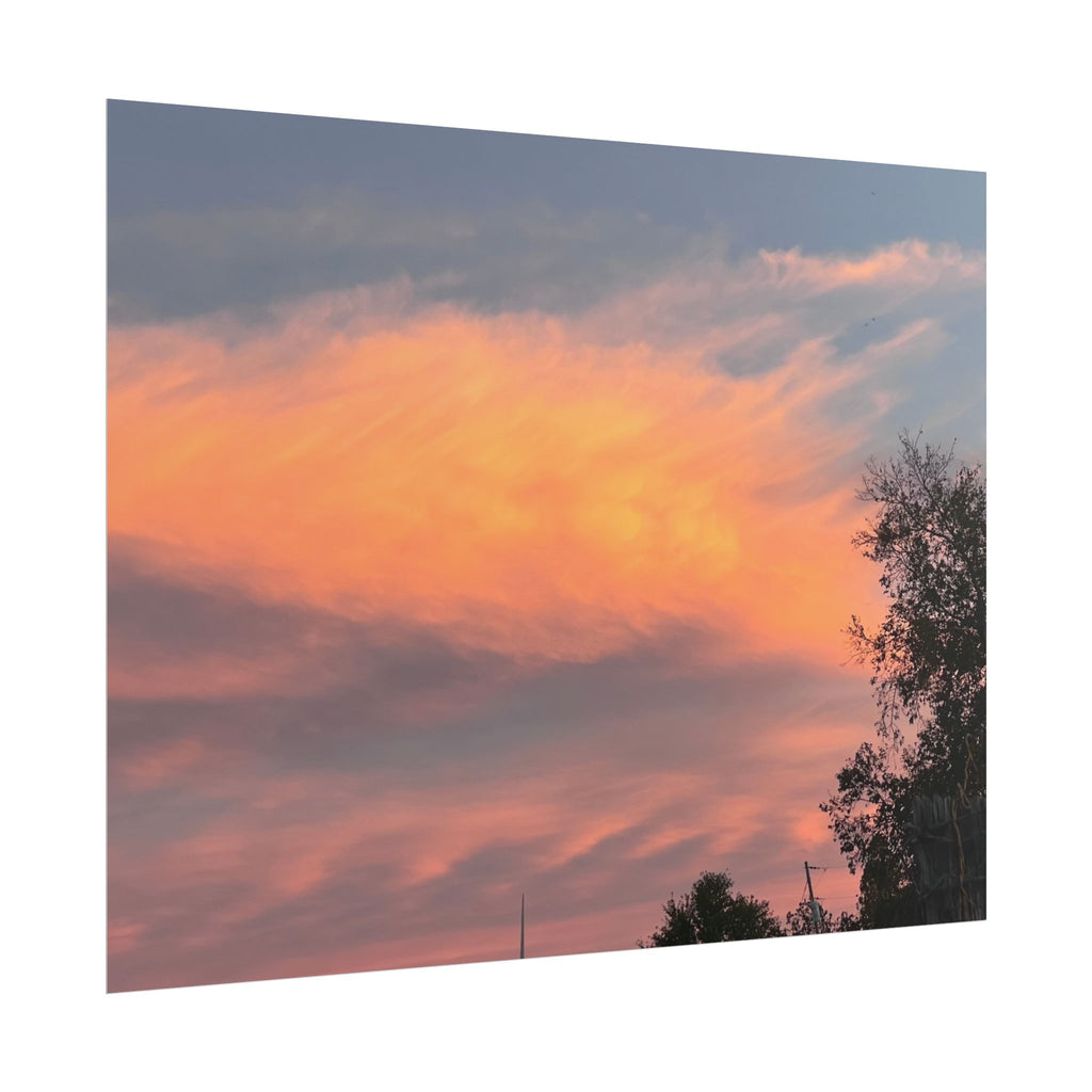 Sunset Cloudscape Poster — Pink Orange Sky Photography Print